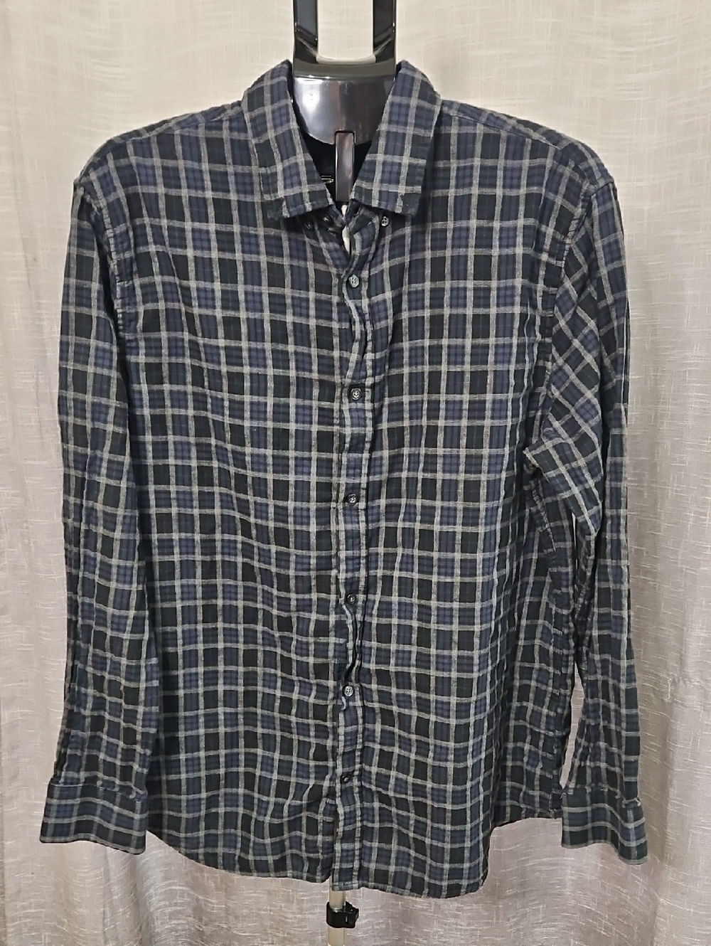 Banana Republic Blue and White Plaid Button-Down Shirt